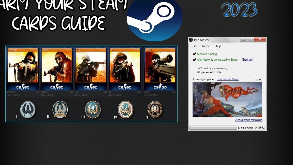 How to farm Steam Trading cards 2023 method (Idle Master Extended)
