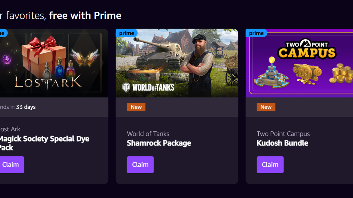 How to get free games and in-game content with your Prime membership